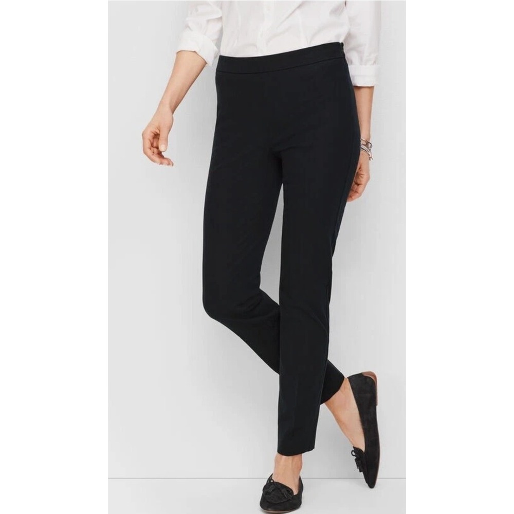 Talbots Chatham Ankle Pants Velveteen Black Side Zip Sz 4 Career Holidays Casual